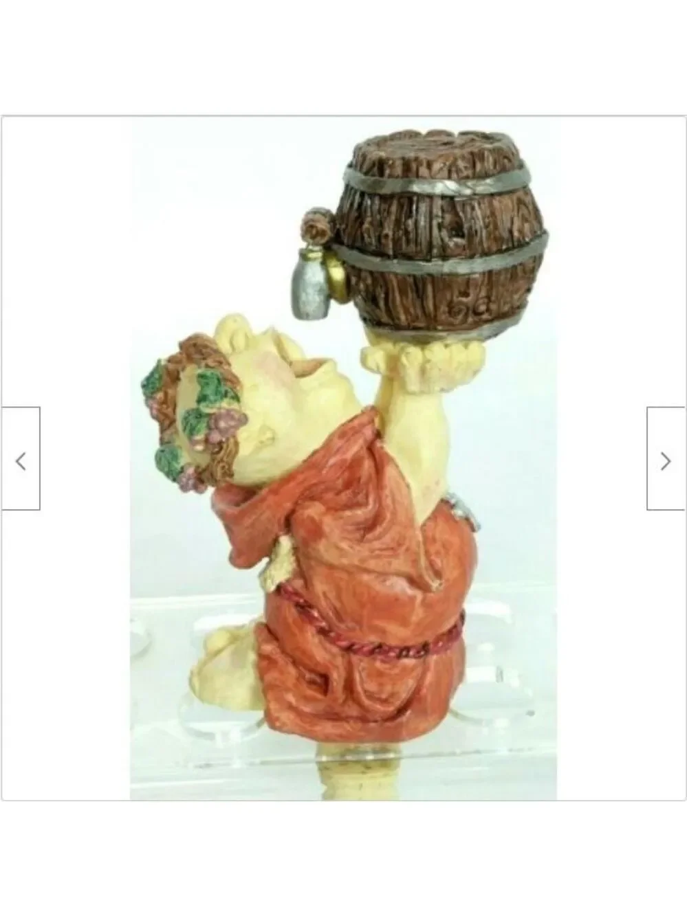 Vintage Monk Drinking From Barrel Wine Stopper